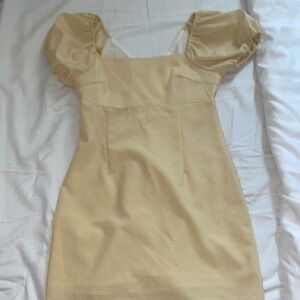 Altard State Yellow Mini Dress w puff sleeves